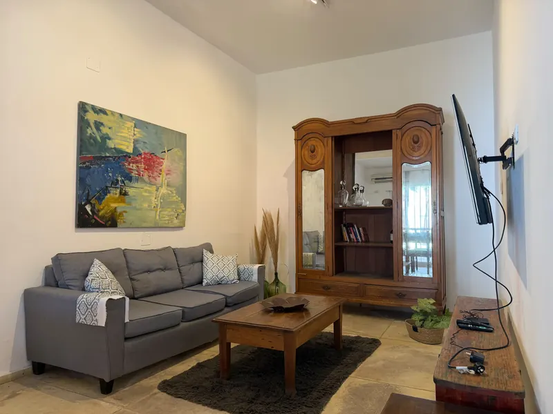 Living con sofá y área de TV